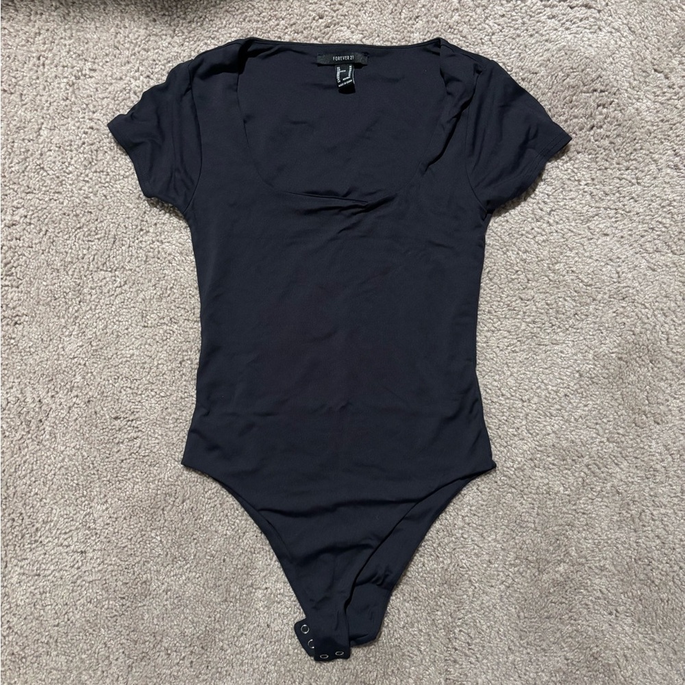 Forever 21 Black Short Sleeve Bodysuit